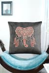 Shop_Mid July Home_Black Velvet Zardozi Elephant Face Embroidered Cushion Cover 2 Pcs Set _at_Aza_Fashions