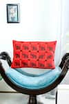 Shop_Mid July Home_Black Velvet Zardozi Elephant Print Cushion Cover 2 Pcs Set _at_Aza_Fashions