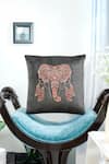 Mid July Home_Black Velvet Zardozi Elephant Print Cushion Cover 2 Pcs Set _Online_at_Aza_Fashions