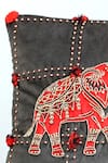 Shop_Mid July Home_Black Velvet Zardozi Majestic Elephant Embroidered Cushion Cover 2 Pcs Set _Online_at_Aza_Fashions