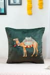 Mid July Home_Green Velvet Camel Royal Opulence Printed Cushion Cover 2 Pcs Set _Online_at_Aza_Fashions