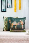 Buy_Mid July Home_Green Velvet Camel Royal Opulence Print Cushion Cover 2 Pcs Set _at_Aza_Fashions