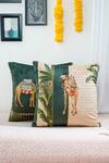 Shop_Mid July Home_Green Velvet Camel Royal Opulence Print Cushion Cover 2 Pcs Set _at_Aza_Fashions