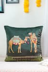 Buy_Mid July Home_Green Velvet Camel Royal Opulence Print Cushion Cover 2 Pcs Set _Online_at_Aza_Fashions