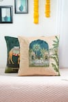 Buy_Mid July Home_Green Velvet Camel Royal Opulence Mughal Print Cushion Cover 2 Pcs Set _at_Aza_Fashions