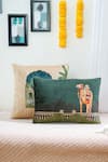 Buy_Mid July Home_Beige Velvet Camel Royal Opulence Jharokha Print Cushion Cover 2 Pcs Set _at_Aza_Fashions