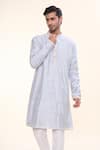 Buy_Arihant Rai Sinha_Grey Silk Embroidered Sequin Kurta _at_Aza_Fashions