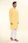 Buy_Arihant Rai Sinha_Yellow Silk Embroidered Sequin Floral Butta Kurta _Online_at_Aza_Fashions