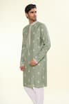 Buy_Arihant Rai Sinha_Green Silk Embroidered Sequin Geometric Butta Kurta _at_Aza_Fashions