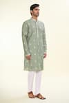 Buy_Arihant Rai Sinha_Green Silk Embroidered Sequin Geometric Butta Kurta _Online_at_Aza_Fashions