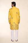 Shop_Arihant Rai Sinha_Yellow Soft Cotton Printed Bird Abstract Flying Kurta _at_Aza_Fashions