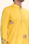 Arihant Rai Sinha_Yellow Soft Cotton Printed Bird Abstract Flying Kurta _at_Aza_Fashions