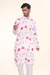 Buy_Arihant Rai Sinha_White Soft Cotton Printed Lotus Straight Kurta _at_Aza_Fashions