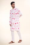 Arihant Rai Sinha_White Soft Cotton Printed Lotus Straight Kurta _Online_at_Aza_Fashions