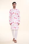 Buy_Arihant Rai Sinha_White Soft Cotton Printed Lotus Straight Kurta _Online_at_Aza_Fashions