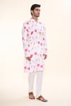 Shop_Arihant Rai Sinha_White Soft Cotton Printed Lotus Straight Kurta _Online_at_Aza_Fashions