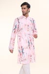 Buy_Arihant Rai Sinha_Pink Soft Cotton Printed Splash Straight Kurta _at_Aza_Fashions