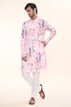 Arihant Rai Sinha_Pink Soft Cotton Printed Splash Straight Kurta _Online_at_Aza_Fashions