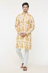 Buy_Arihant Rai Sinha_Yellow Kurta Soft Cotton Printed Tie-dye With Churidar _at_Aza_Fashions