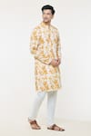 Arihant Rai Sinha_Yellow Kurta Soft Cotton Printed Tie-dye With Churidar _Online_at_Aza_Fashions