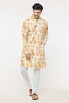 Buy_Arihant Rai Sinha_Yellow Kurta Soft Cotton Printed Tie-dye With Churidar _Online_at_Aza_Fashions