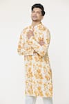 Shop_Arihant Rai Sinha_Yellow Kurta Soft Cotton Printed Tie-dye With Churidar _Online_at_Aza_Fashions