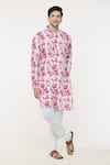 Buy_Arihant Rai Sinha_Red Kurta Soft Cotton Printed Tie-dye Abstract With Churidar _at_Aza_Fashions