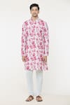 Arihant Rai Sinha_Red Kurta Soft Cotton Printed Tie-dye Abstract With Churidar _Online_at_Aza_Fashions