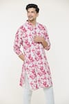 Arihant Rai Sinha_Red Kurta Soft Cotton Printed Tie-dye Abstract With Churidar _at_Aza_Fashions