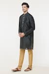 Arihant Rai Sinha_Black Silk Lace Bordered Short Kurta _at_Aza_Fashions