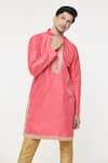 Buy_Arihant Rai Sinha_Pink Silk Embroidered Sequin Placed Kurta _at_Aza_Fashions