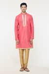 Arihant Rai Sinha_Pink Silk Embroidered Sequin Placed Kurta _at_Aza_Fashions