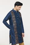 Buy_Arihant Rai Sinha_Blue Silk Woven Paisley Pattern Straight Kurta _at_Aza_Fashions