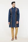 Buy_Arihant Rai Sinha_Blue Silk Woven Paisley Pattern Straight Kurta _Online_at_Aza_Fashions