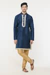 Arihant Rai Sinha_Blue Silk Embroidered Sequin Work Placed Kurta _at_Aza_Fashions