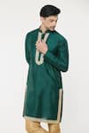 Buy_Arihant Rai Sinha_Green Silk Embroidered Sequin Floral Placed Kurta _at_Aza_Fashions