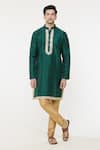 Arihant Rai Sinha_Green Silk Embroidered Sequin Floral Placed Kurta _Online_at_Aza_Fashions