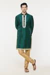 Shop_Arihant Rai Sinha_Green Silk Embroidered Sequin Floral Placed Kurta _Online_at_Aza_Fashions