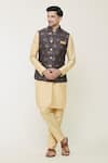 Shop_Arihant Rai Sinha_Blue Jacquard Embroidery Nehru Jacket With Floral And Paisley Patterns _Online_at_Aza_Fashions