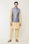 Buy_Arihant Rai Sinha_Grey Jacquard Woven Floral Nehru Jacket _at_Aza_Fashions