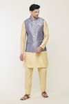 Arihant Rai Sinha_Grey Jacquard Woven Floral Nehru Jacket _Online_at_Aza_Fashions