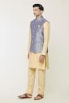 Buy_Arihant Rai Sinha_Grey Jacquard Woven Floral Nehru Jacket _Online_at_Aza_Fashions