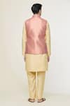 Shop_Arihant Rai Sinha_Pink Jacquard Woven Floral Geometric Nehru Jacket _at_Aza_Fashions