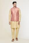 Arihant Rai Sinha_Pink Jacquard Woven Floral Geometric Nehru Jacket _Online_at_Aza_Fashions