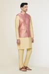 Buy_Arihant Rai Sinha_Pink Jacquard Woven Floral Geometric Nehru Jacket _Online_at_Aza_Fashions