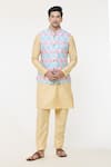 Shop_Arihant Rai Sinha_Cream Silk Woven Jaal Chevron Pattern Nehru Jacket _Online_at_Aza_Fashions