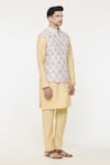 Buy_Arihant Rai Sinha_Cream Silk Woven Jaal Geometric Pattern Nehru Jacket _Online_at_Aza_Fashions