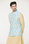 Shop_Arihant Rai Sinha_Cream Silk Woven Jaal Geometric Pattern Nehru Jacket _Online_at_Aza_Fashions