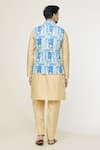 Shop_Arihant Rai Sinha_Blue Soft Cotton Mughal Pattern Nehru Jacket _at_Aza_Fashions