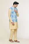 Arihant Rai Sinha_Blue Soft Cotton Mughal Pattern Nehru Jacket _Online_at_Aza_Fashions